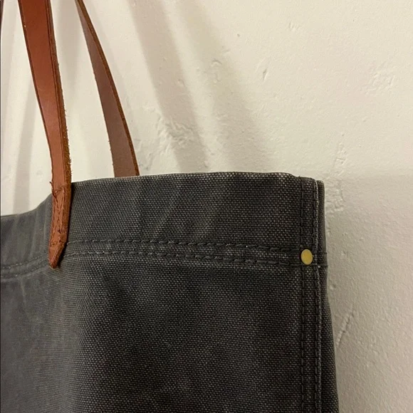 Madewell dark navy Tote with Brown leather Handles - Picture 5 of 16